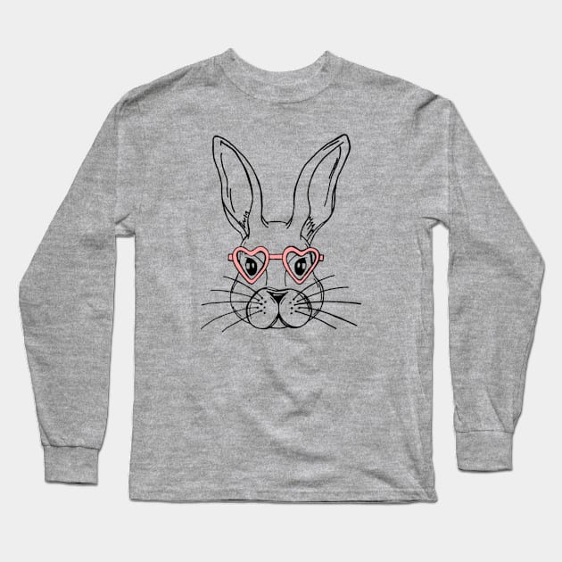 Cute Easter Bunny Rabbit Long Sleeve T-Shirt by Downtown Rose